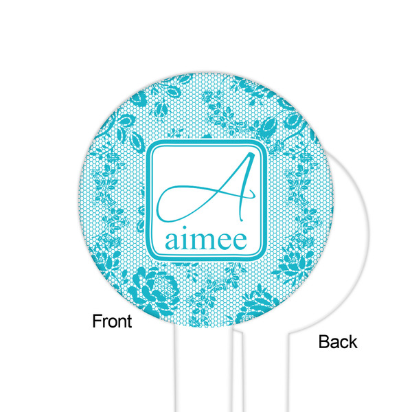 Lace White Plastic 6" Food Pick - Round - Single Sided - Front & Back