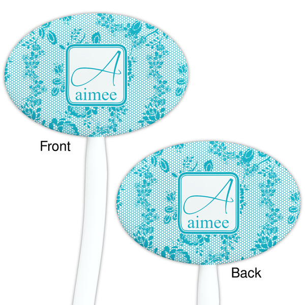 Lace White Plastic 7" Stir Stick - Double Sided - Oval - Front & Back