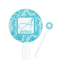 Lace 7" Round Plastic Stir Sticks - White - Double Sided (Personalized)