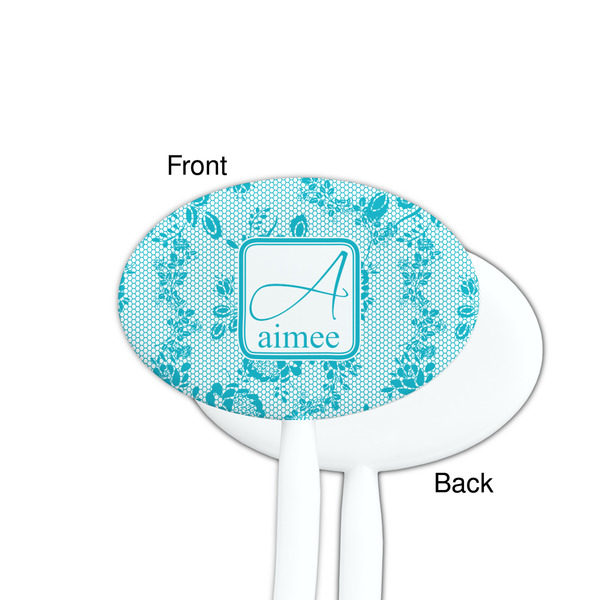 Lace White Plastic 7" Stir Stick - Single Sided - Oval - Front & Back