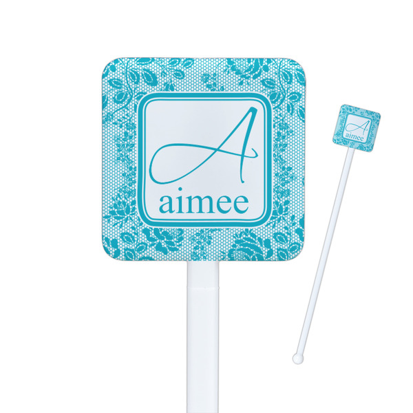 Custom Lace Square Plastic Stir Sticks (Personalized)