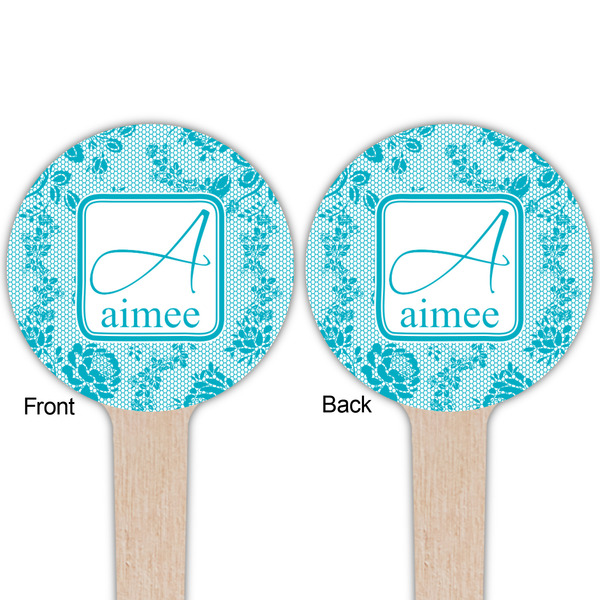 Lace Wooden 4" Food Pick - Round - Double Sided - Front & Back