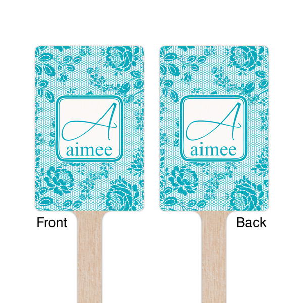 Lace Wooden 6.25" Stir Stick - Rectangular - Double Sided - Front & Back