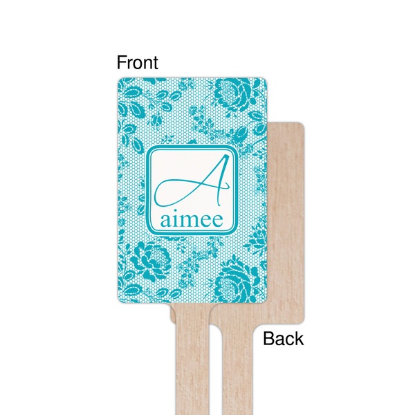 Lace Wooden 6.25" Stir Stick - Rectangular - Single - Front & Back