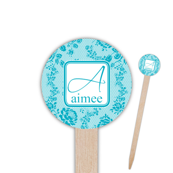 Custom Lace 6" Round Wooden Food Picks - Double Sided (Personalized)