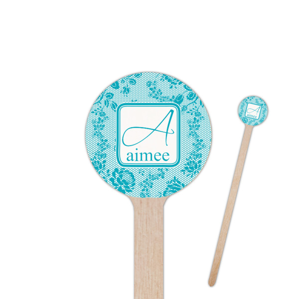 Custom Lace 7.5" Round Wooden Stir Sticks - Single Sided (Personalized)