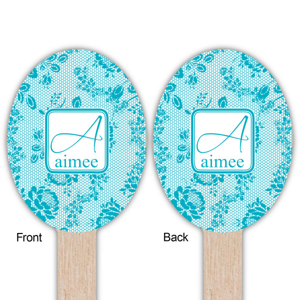 Lace Wooden Food Pick - Oval - Double Sided - Front & Back