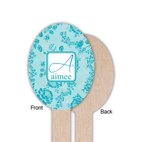 Lace Wooden Food Pick - Oval - Single Sided - Front & Back