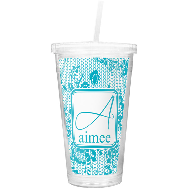 Custom Lace Double Wall Tumbler with Straw (Personalized)