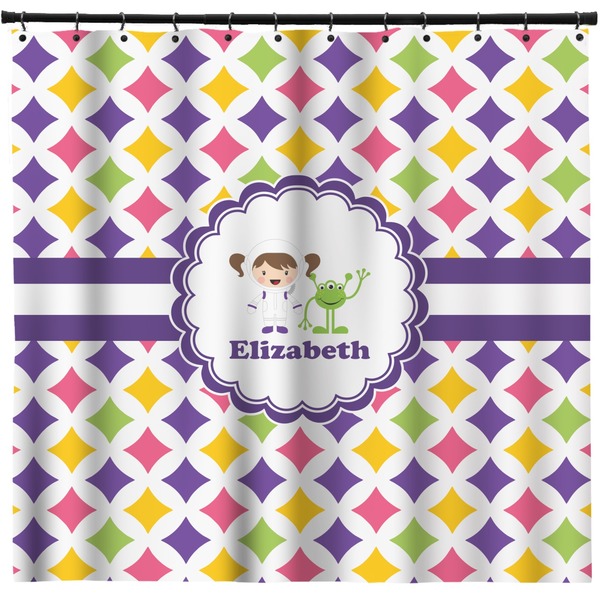 Custom Girls Astronaut Shower Curtain (Personalized)