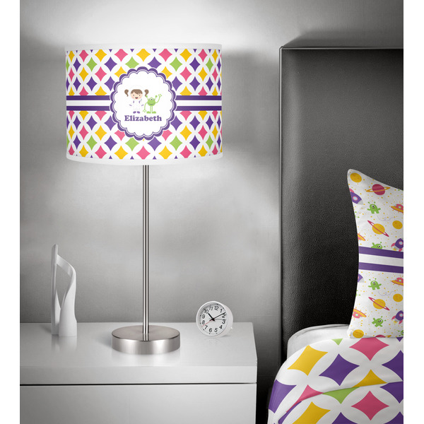 Girls Astronaut 13 inch drum lamp shade - in room