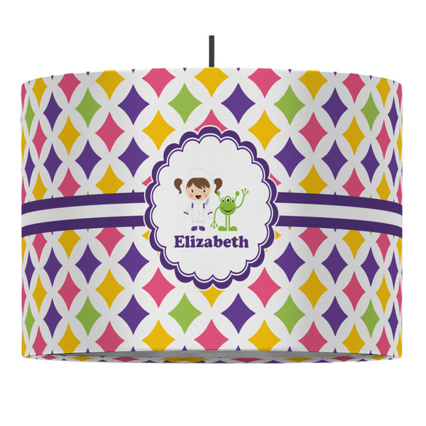 Custom Girls Astronaut 16" Drum Pendant Lamp - Fabric (Personalized)
