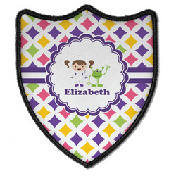 Girls Astronaut Iron On Shield Patch B w/ Name or Text