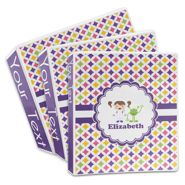 Custom Girls Astronaut 3-Ring Binder (Personalized)