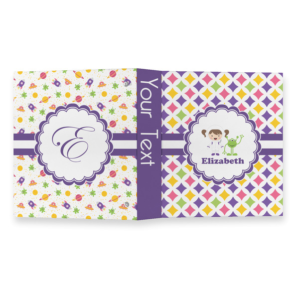 Girls Astronaut 3 Ring Binders - Full Wrap - 1" - OPEN OUTSIDE