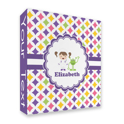 Girls Astronaut 3 Ring Binder - Full Wrap (Personalized)