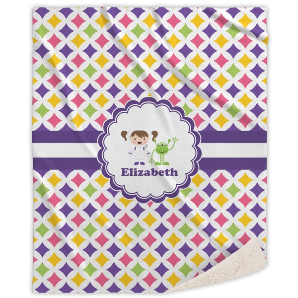 Custom Girls Astronaut Sherpa Throw Blanket (Personalized)
