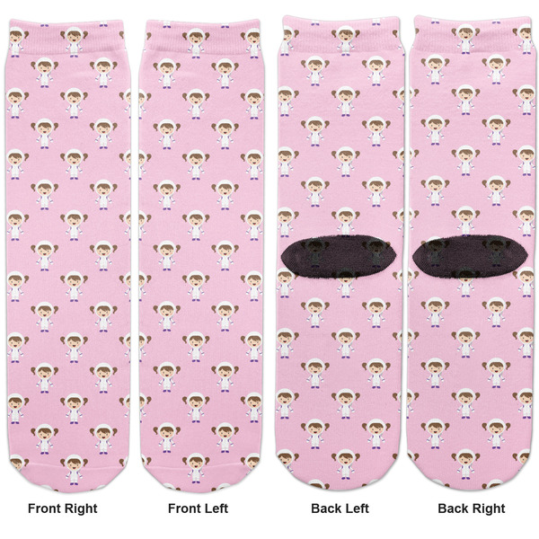 Girls Astronaut Adult Crew Socks - Double Pair - Front and Back - Apvl