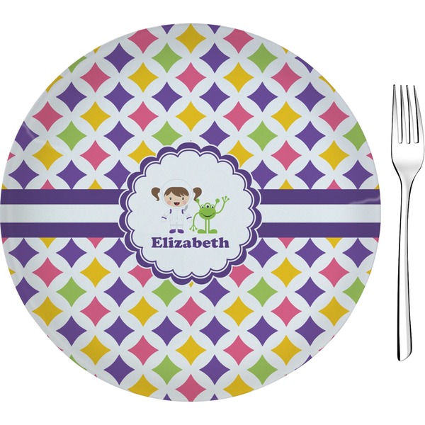 Custom Girls Astronaut Glass Appetizer / Dessert Plate 8" (Personalized)