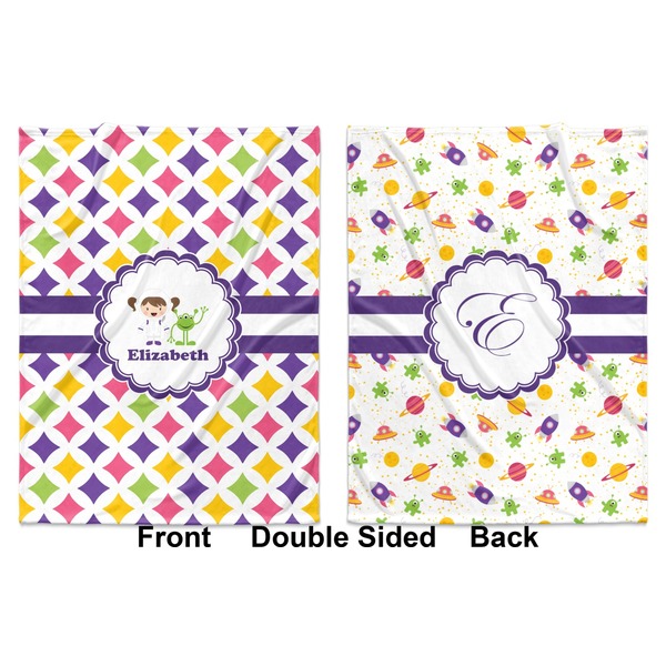 Girls Astronaut Baby Blanket (Double Sided - Printed Front and Back)