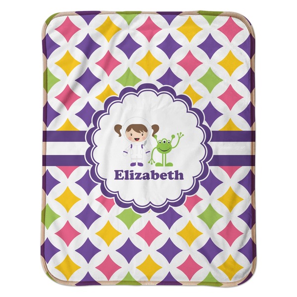 Girls Astronaut Baby Sherpa Blanket - Flat