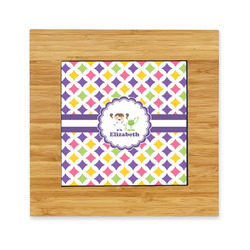 Girls Astronaut Bamboo Trivet with Ceramic Tile Insert (Personalized)