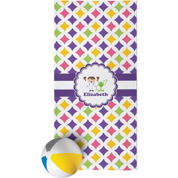 Custom Girls Astronaut Beach Towel (Personalized)