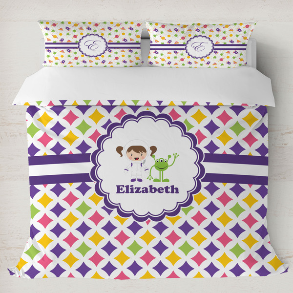 Custom Girls Astronaut Duvet Cover Set - King (Personalized)