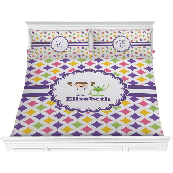 Custom Girls Astronaut Comforter Set - King (Personalized)