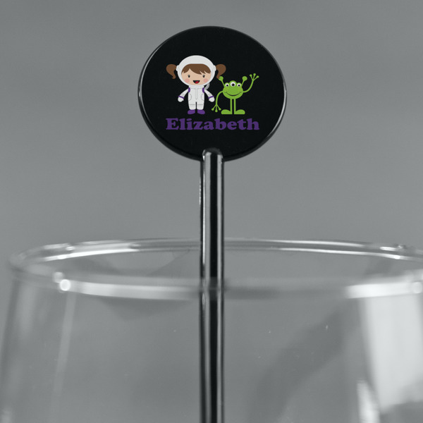 Girls Astronaut Black Plastic 5.5" Stir Stick - Round - Main