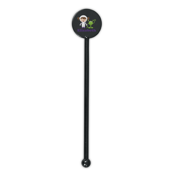 Girls Astronaut Black Plastic 5.5" Stir Stick - Round - Single Stick