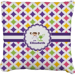 Girls Astronaut Faux-Linen Throw Pillow 20" (Personalized)