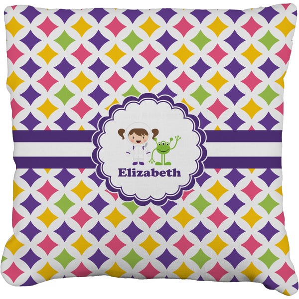 Custom Girls Astronaut Faux-Linen Throw Pillow 26" (Personalized)