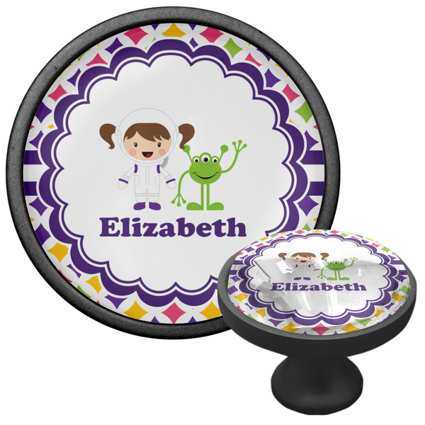 Girls Astronaut Cabinet Knob - Black - Multi Angle