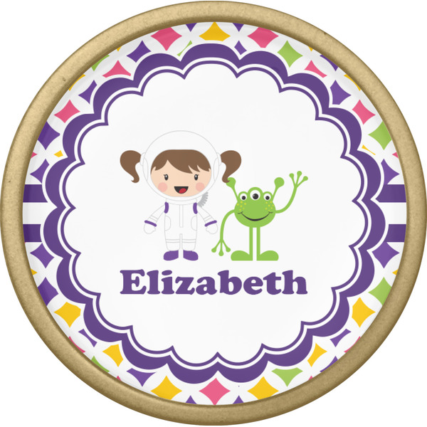 Girls Astronaut Cabinet Knob - Gold - Front