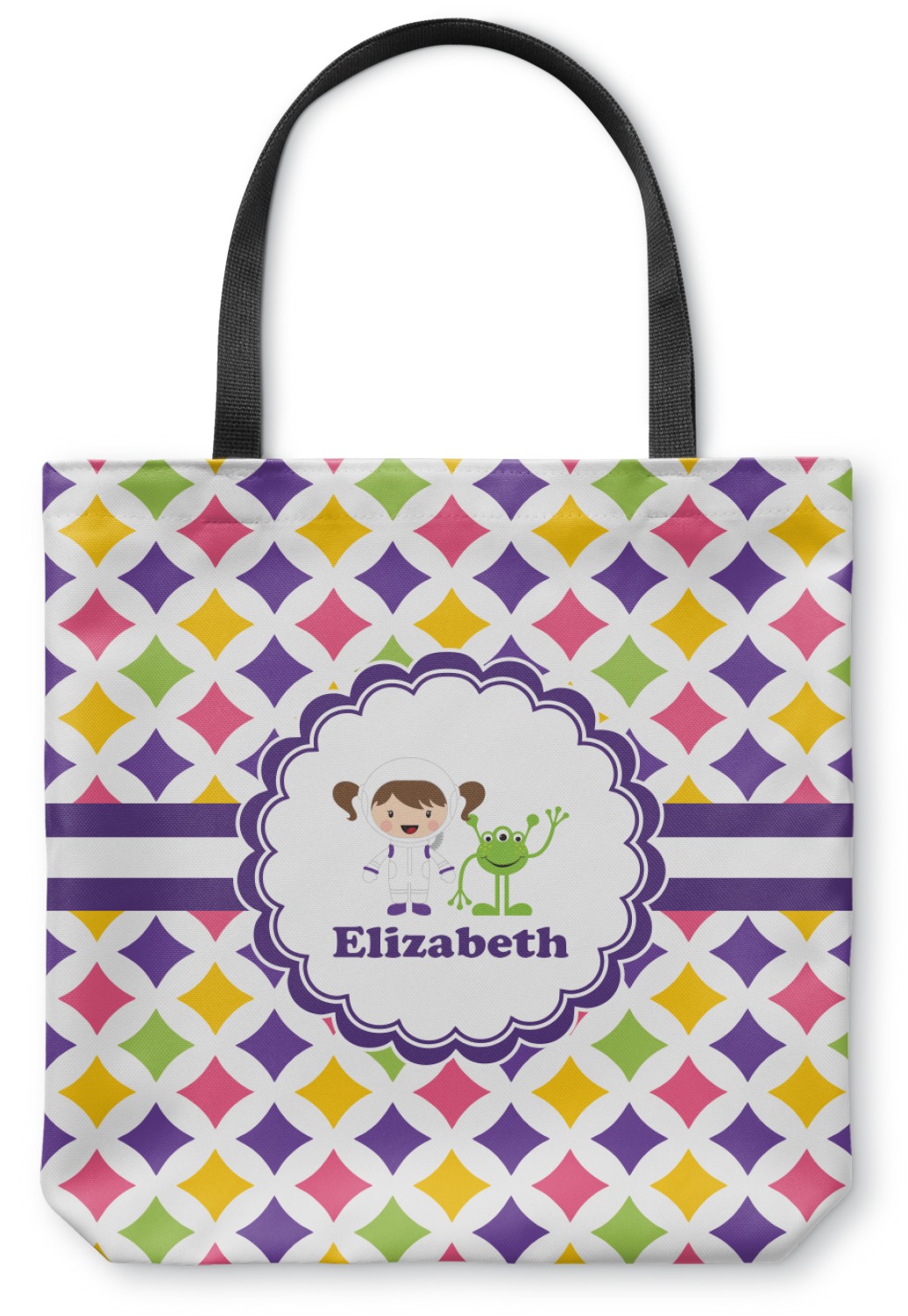 Girls Astronaut Canvas Tote Bag - Small - 13&quot;x13&quot; (Personalized) - YouCustomizeIt