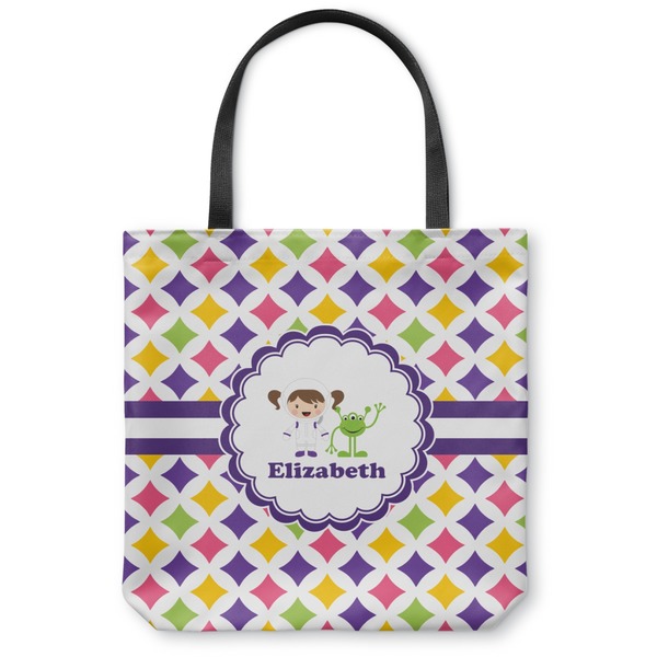 Custom Girls Astronaut Canvas Tote Bag - Medium - 16"x16" (Personalized)