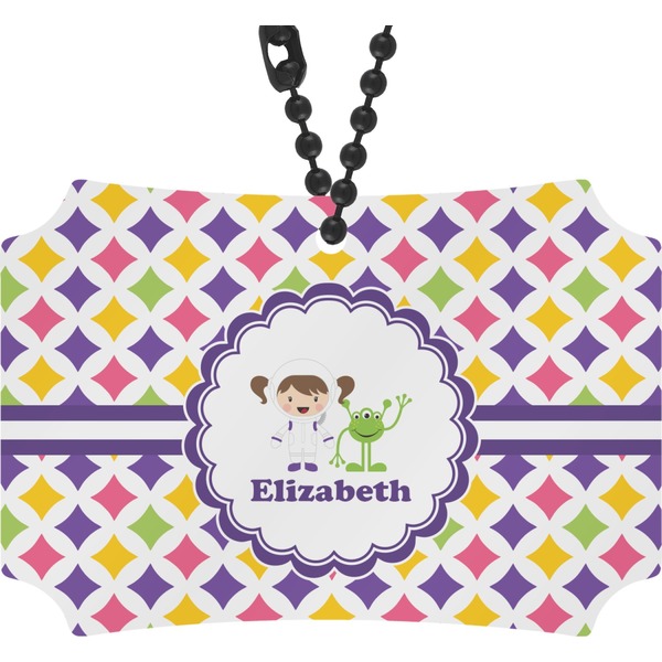 Custom Girls Astronaut Rear View Mirror Ornament (Personalized)