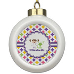 Girls Astronaut Ceramic Ball Ornament (Personalized)