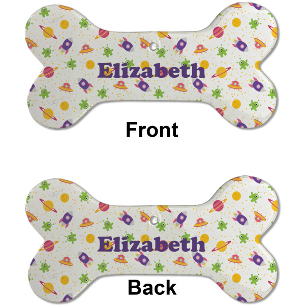 Girls Astronaut Ceramic Flat Ornament - Bone Front & Back (APPROVAL)