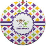 Girls Astronaut Round Ceramic Ornament w/ Name or Text