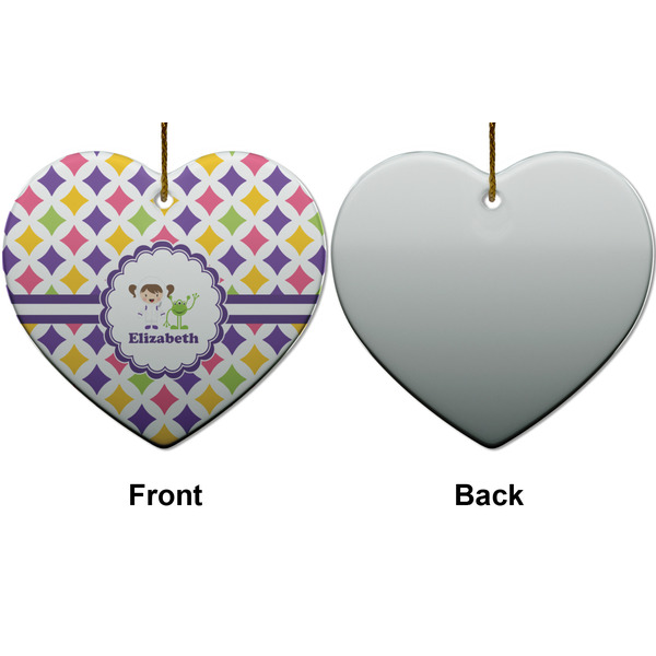 Girls Astronaut Ceramic Flat Ornament - Heart Front & Back (APPROVAL)