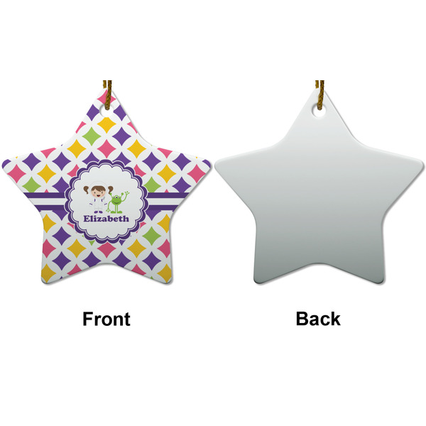 Girls Astronaut Ceramic Flat Ornament - Star Front & Back (APPROVAL)