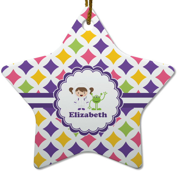 Girls Astronaut Ceramic Flat Ornament - Star (Front)