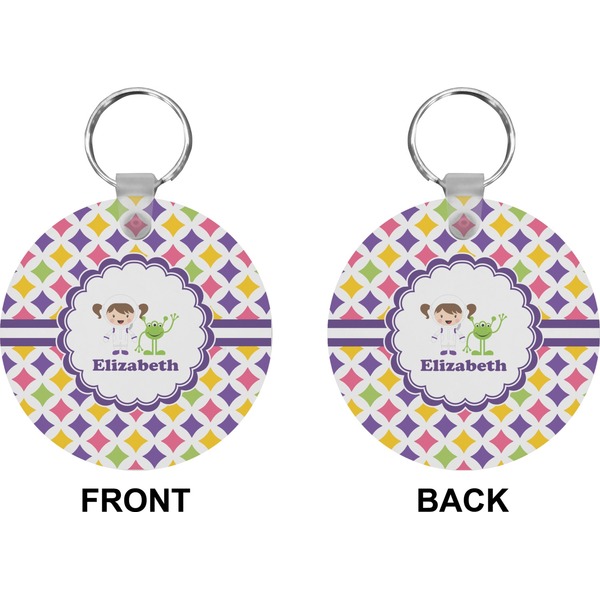 Girls Astronaut Circle Keychain (Front + Back)