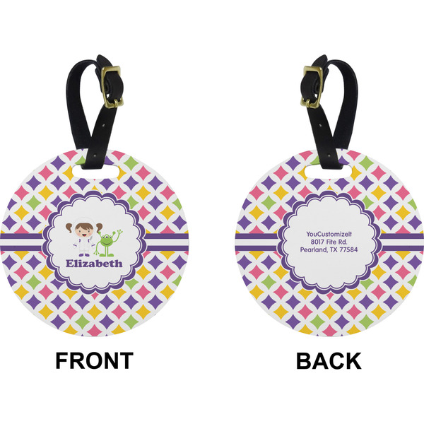 Girls Astronaut Circle Luggage Tag (Front + Back)