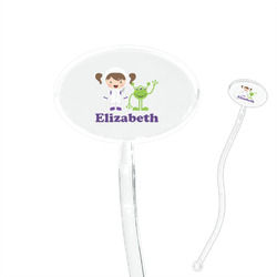 Girls Astronaut 7" Oval Plastic Stir Sticks - Clear (Personalized)