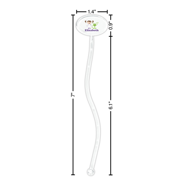 Girls Astronaut Clear Plastic 7" Stir Stick - Oval - Dimensions