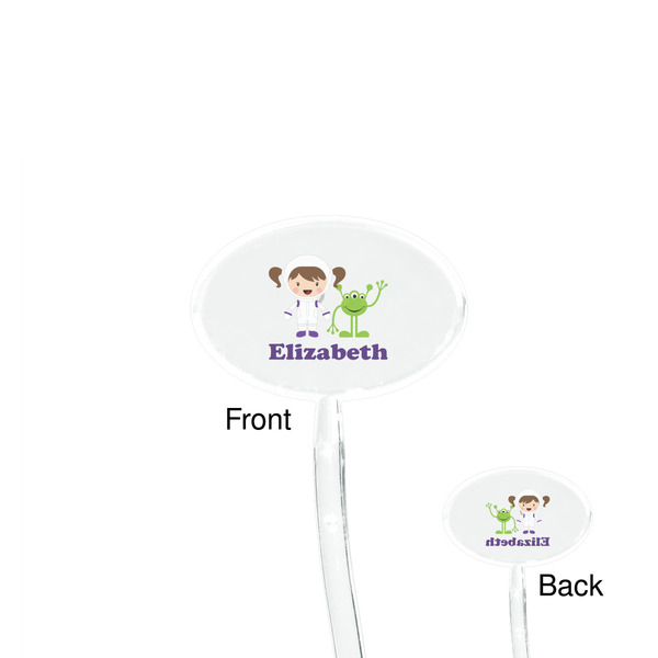 Girls Astronaut Clear Plastic 7" Stir Stick - Oval - Front & Back