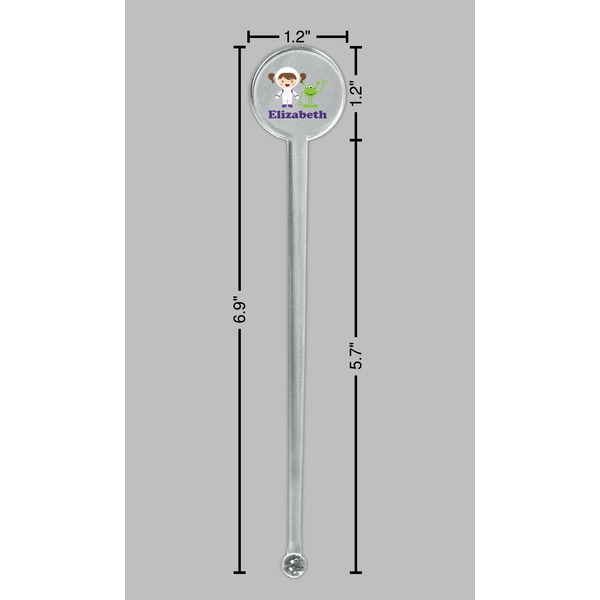 Girls Astronaut Clear Plastic 7" Stir Stick - Round - Dimensions